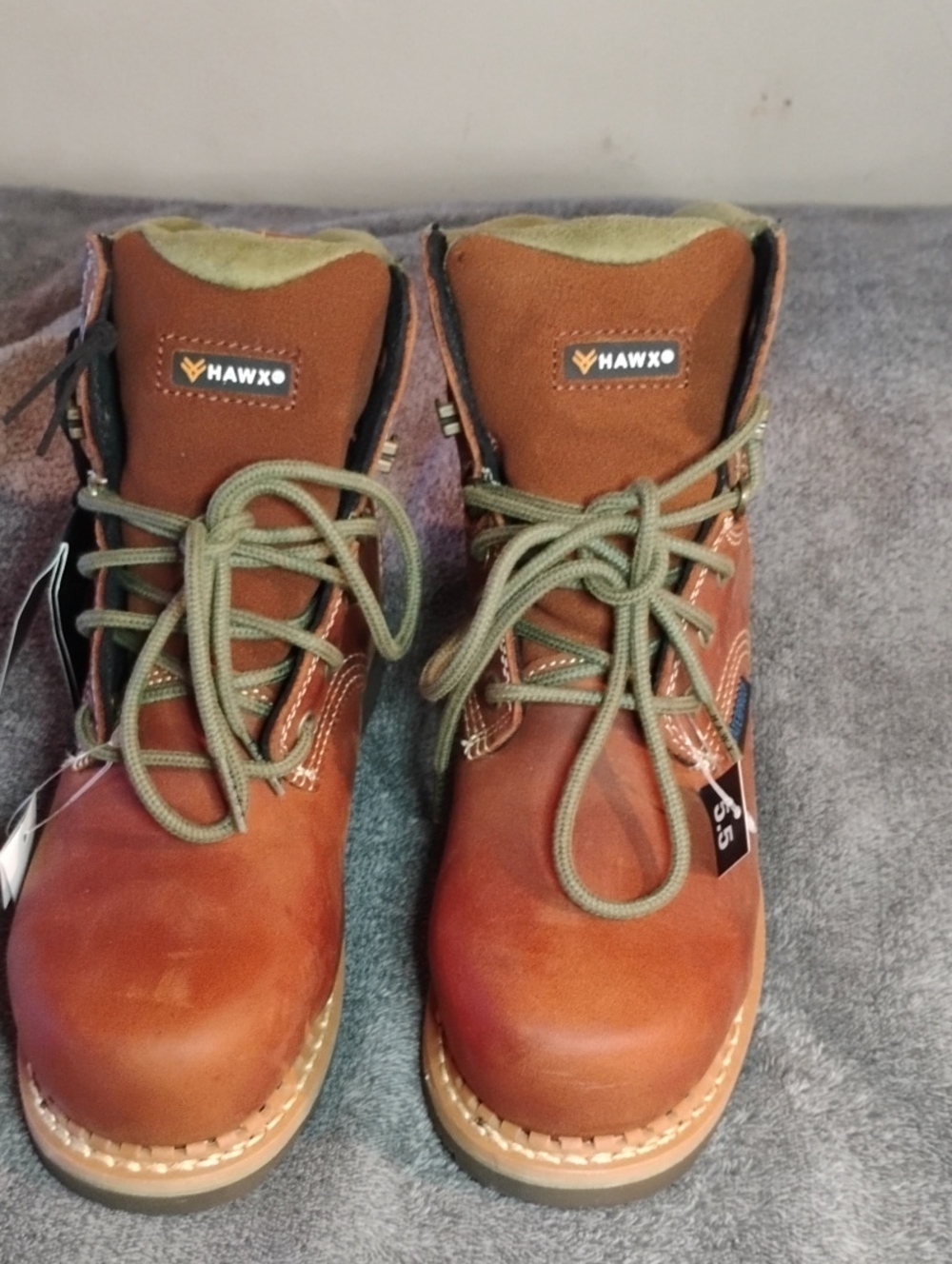 HAWX Women's Brown Leather Work Boots - Lace-Up Ankle Boots